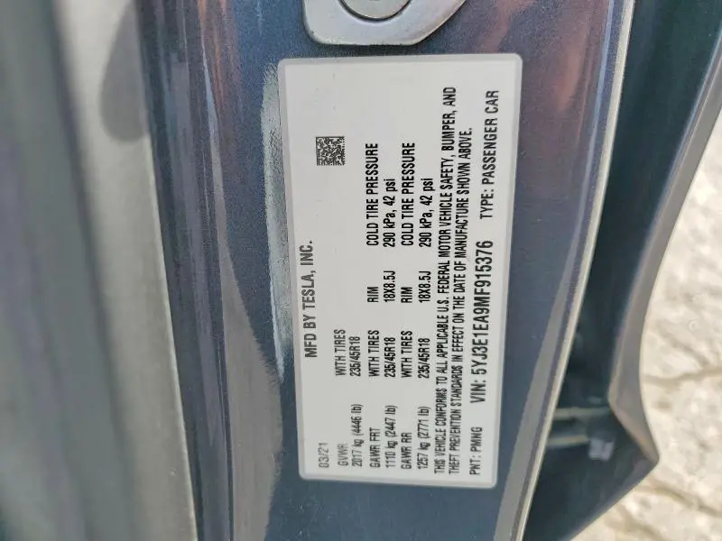 2021 TESLA MODEL 3   