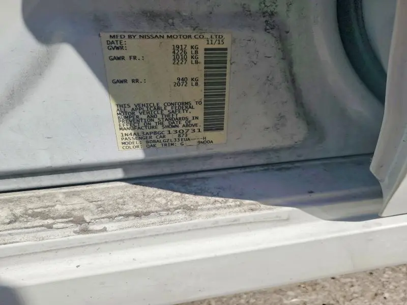 2016 NISSAN ALTIMA 2.5 S  