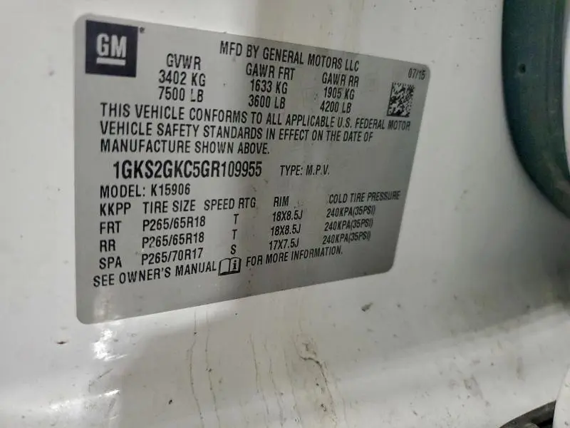 2016 GMC YUKON XL K1500 SLT  