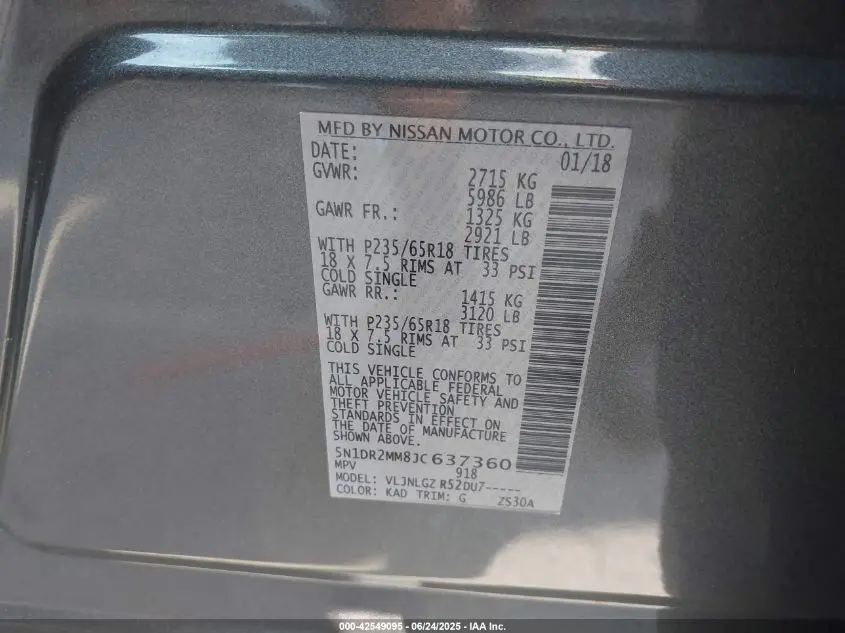 2018 NISSAN PATHFINDER SL