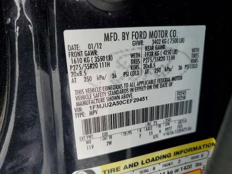 2012 FORD EXPEDITION LIMITED  