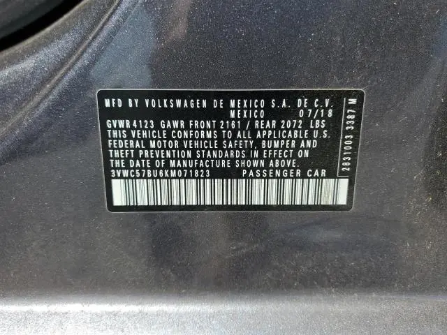 2019 VOLKSWAGEN JETTA S  