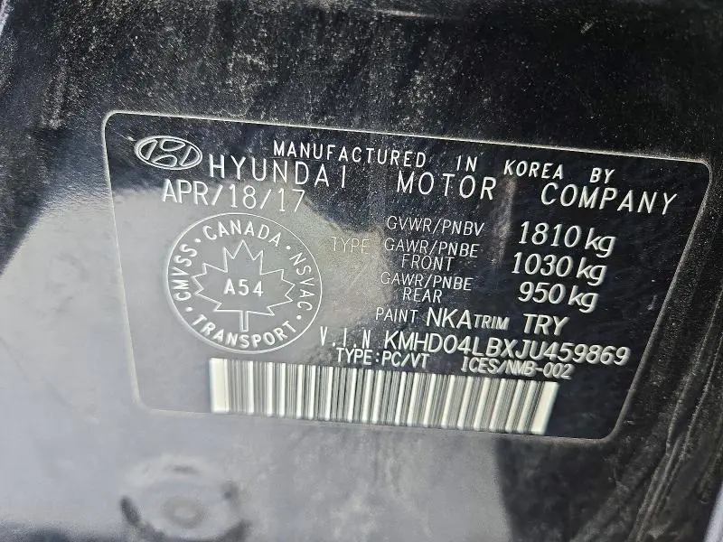 2018 HYUNDAI ELANTRA SPORT  