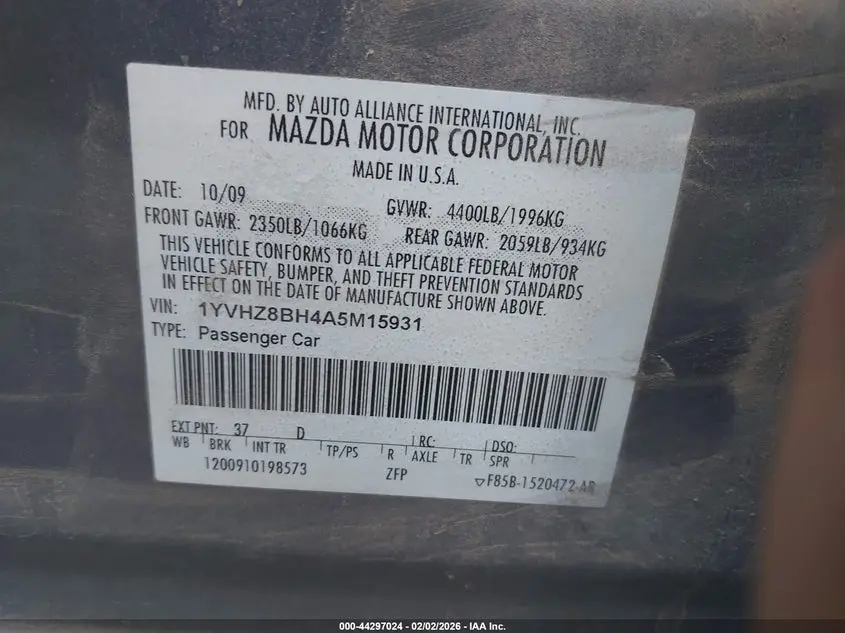 2010 MAZDA MAZDA6 I SPORT