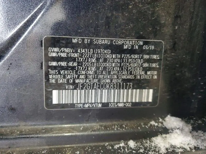 2019 SUBARU CROSSTREK PREMIUM  