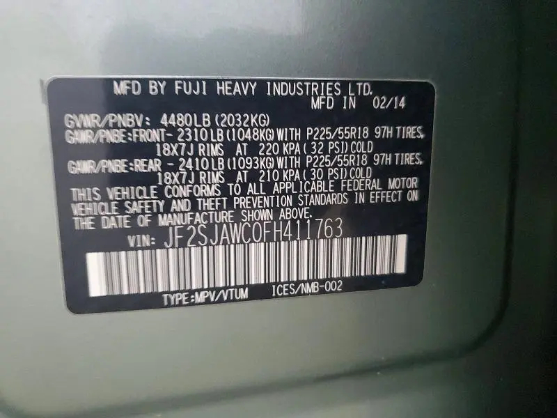 2015 SUBARU FORESTER 2.5I TOURING  