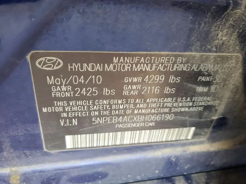 2011 HYUNDAI SONATA GLS  