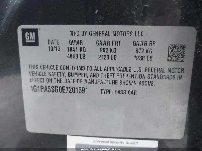 2014 CHEVROLET CRUZE LS AUTO