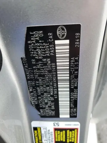 2021 TOYOTA CAMRY XSE  