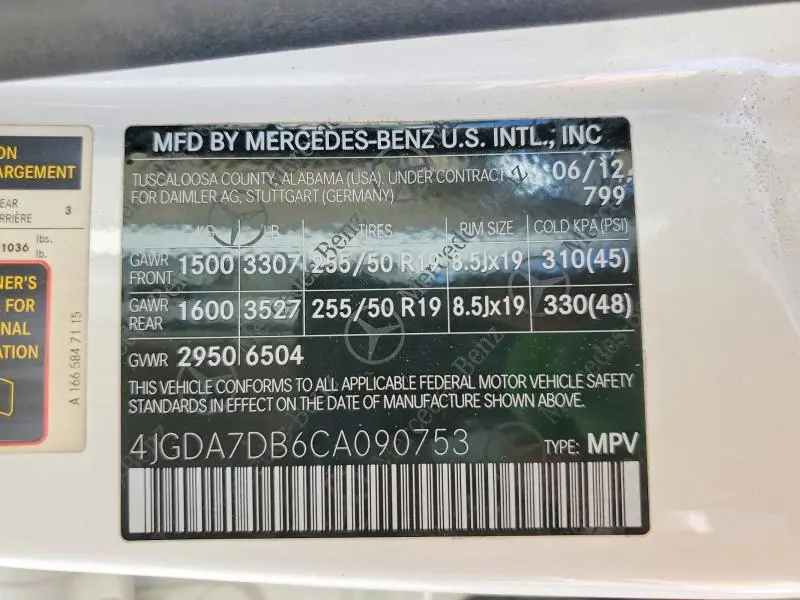 2012 MERCEDES-BENZ ML 550   