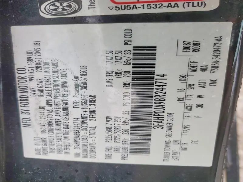 2011 FORD FUSION SEL  