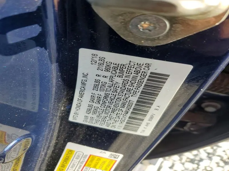 2019 HONDA ACCORD EX  