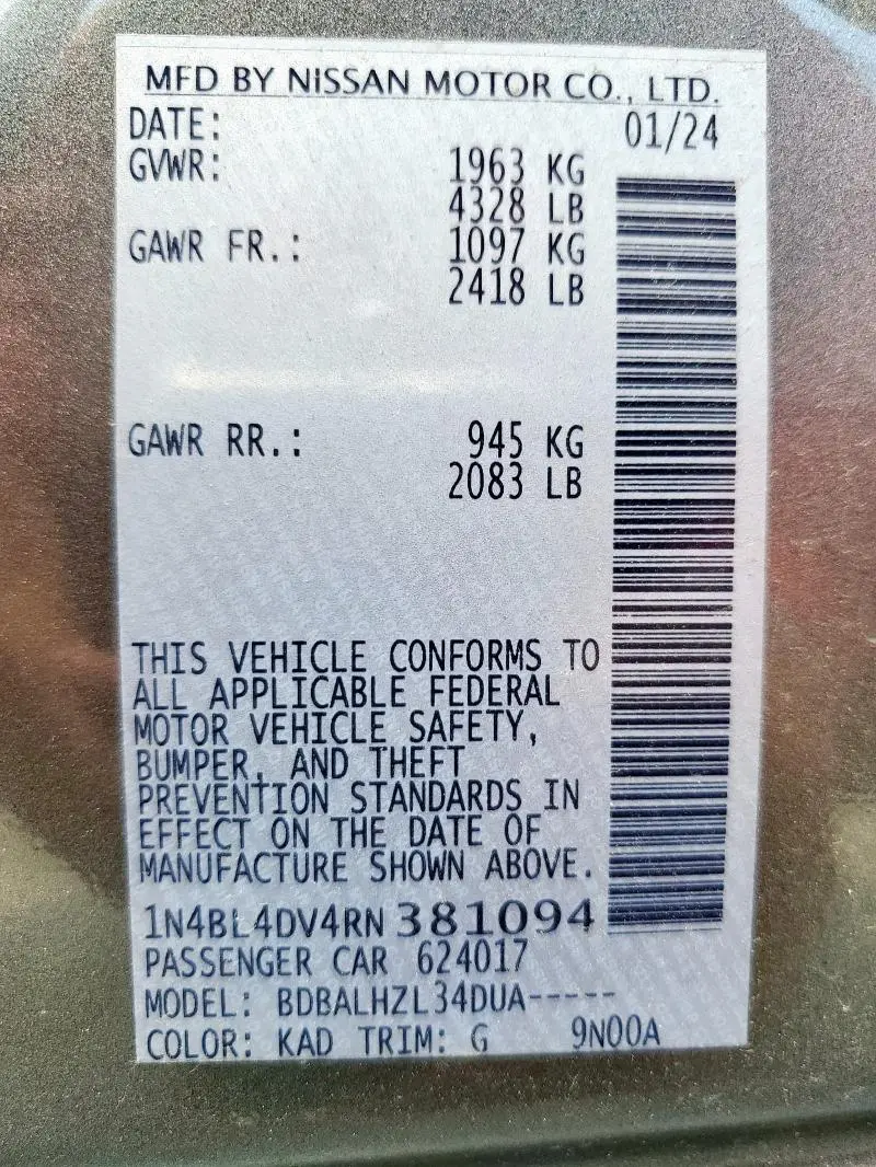 2024 NISSAN ALTIMA SV  