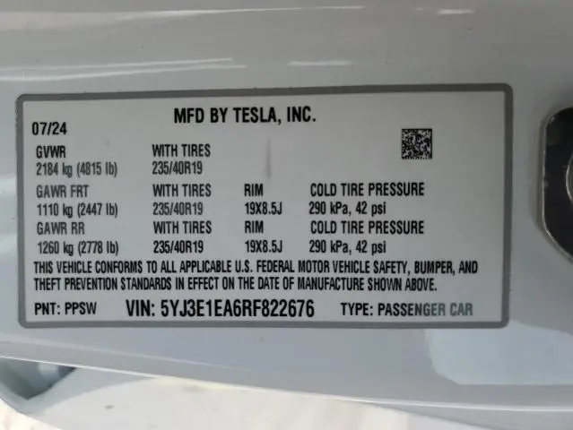 2024 TESLA MODEL 3 