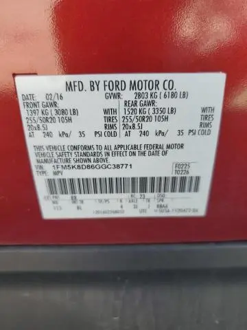 2016 FORD EXPLORER XLT  