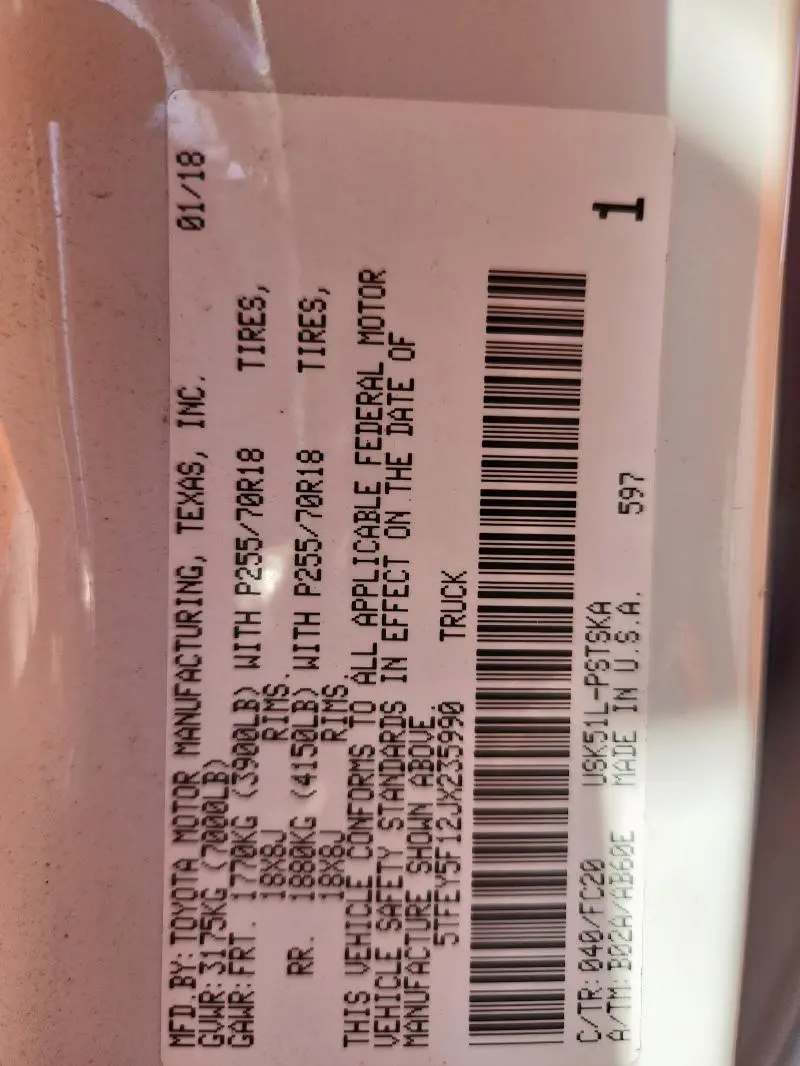 2018 TOYOTA TUNDRA CREWMAX SR5  