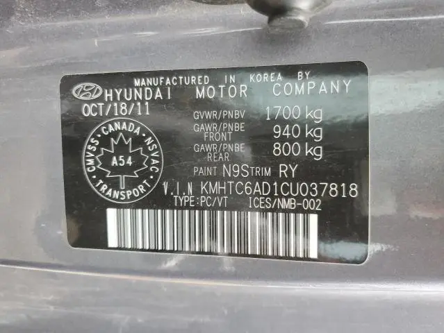 2012 HYUNDAI VELOSTER   