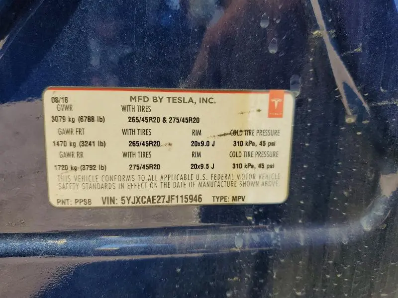 2018 TESLA MODEL X   