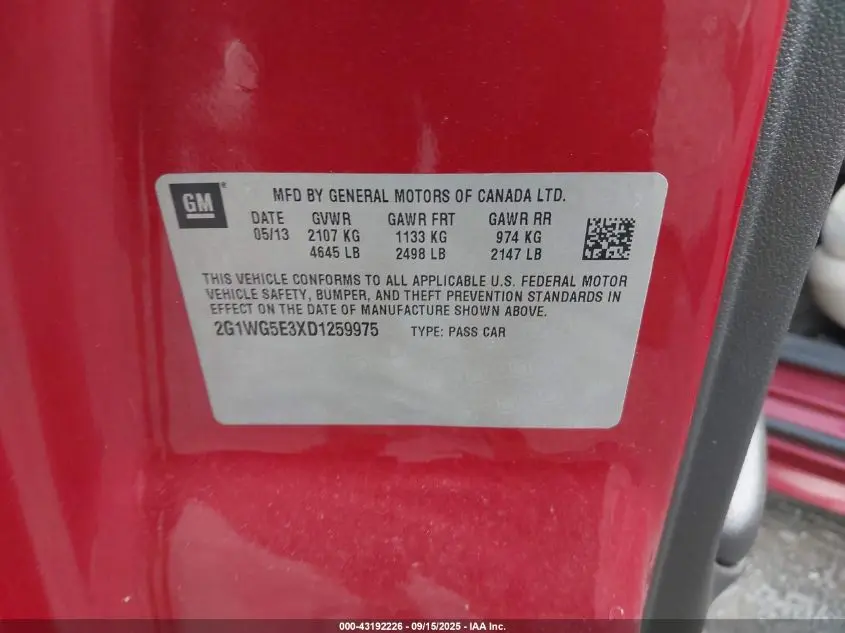 2013 CHEVROLET IMPALA LT