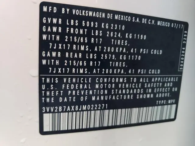 2018 VOLKSWAGEN TIGUAN SE  