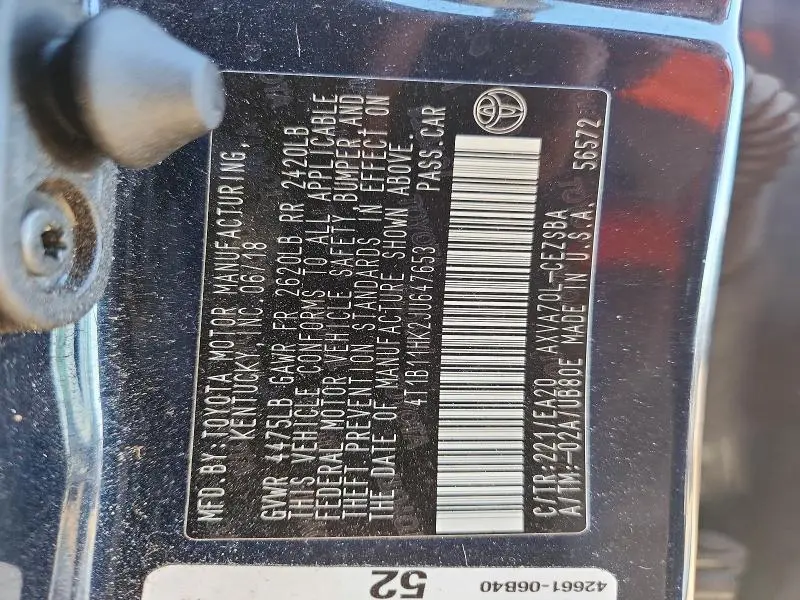 2018 TOYOTA CAMRY SE  
