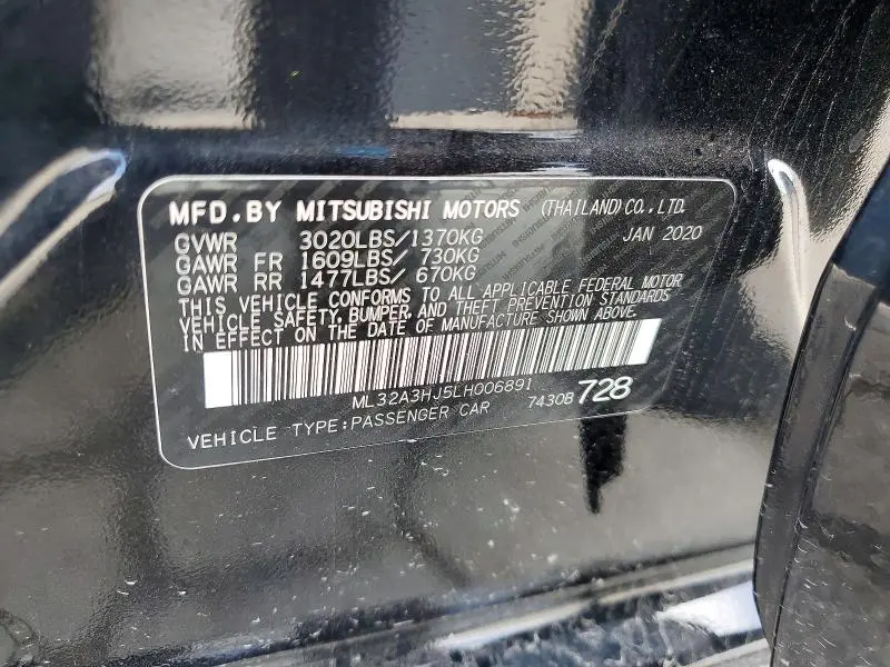 2020 MITSUBISHI MIRAGE ES  