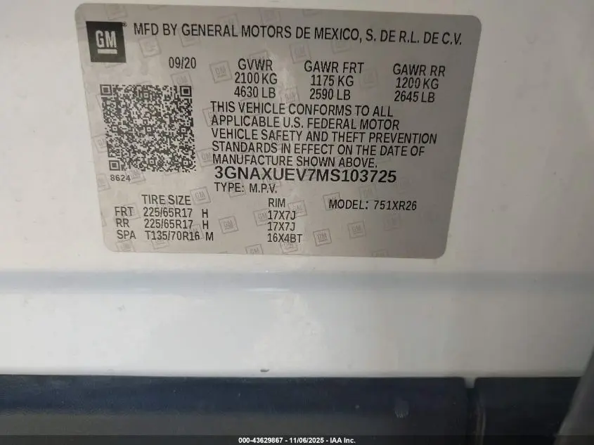 2021 CHEVROLET EQUINOX AWD LT