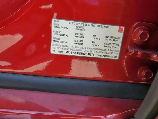 2016 TESLA MODEL S   