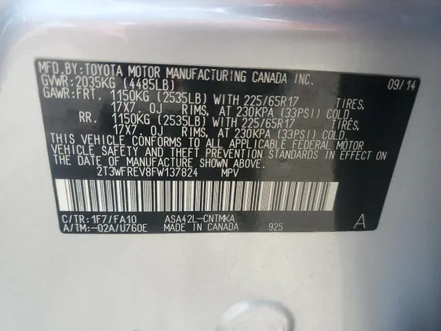 2015 TOYOTA RAV4 XLE  
