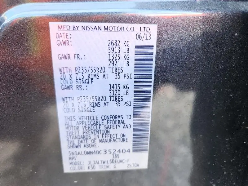 2013 INFINITI JX35 BASE  
