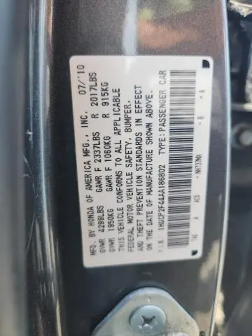 2010 HONDA ACCORD LXP  