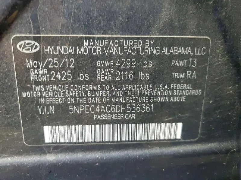 2013 HYUNDAI SONATA LIMITED  