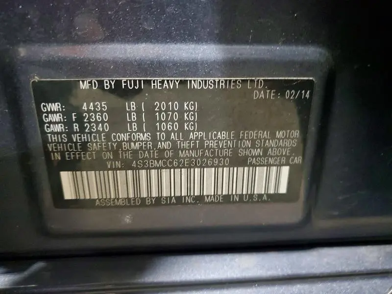 2014 SUBARU LEGACY 2.5I PREMIUM  