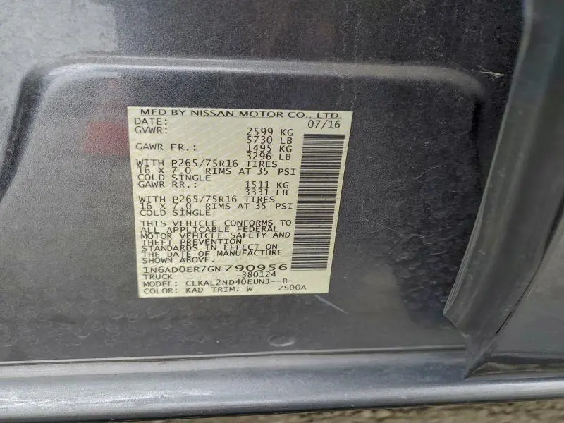 2016 NISSAN FRONTIER S  