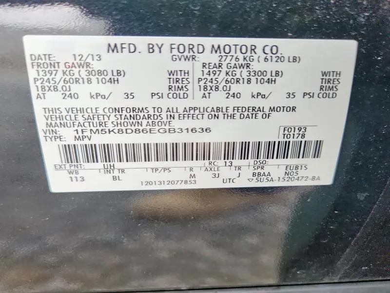2014 FORD EXPLORER XLT  