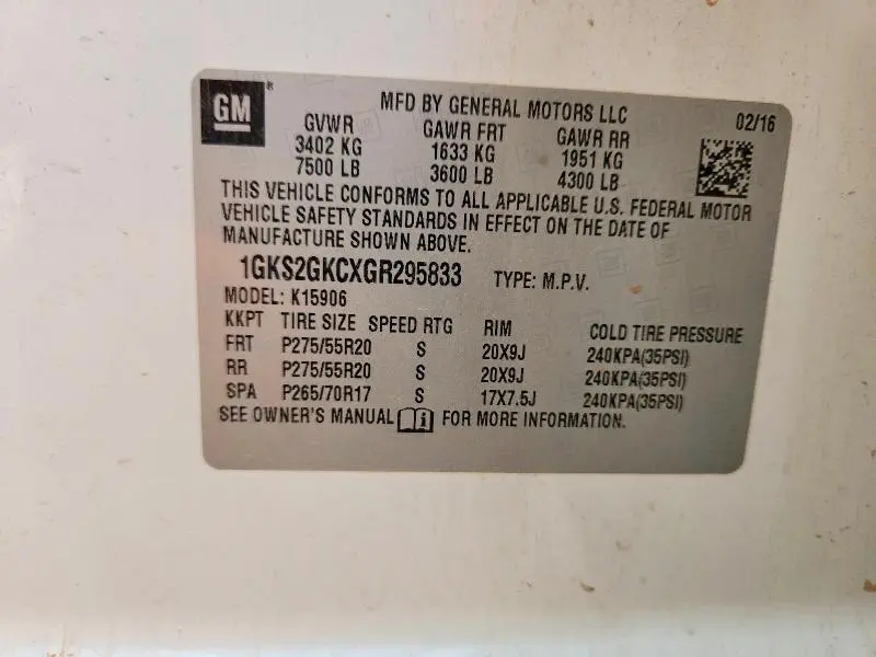 2016 GMC YUKON XL K1500 SLT  