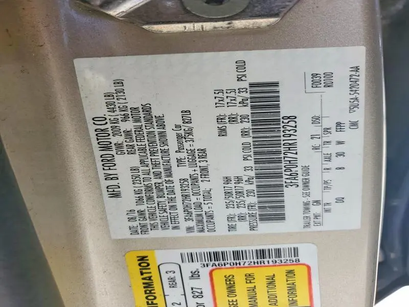 2017 FORD FUSION SE  