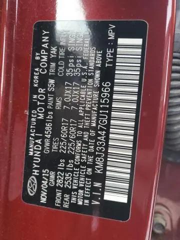 2016 HYUNDAI TUCSON LIMITED  