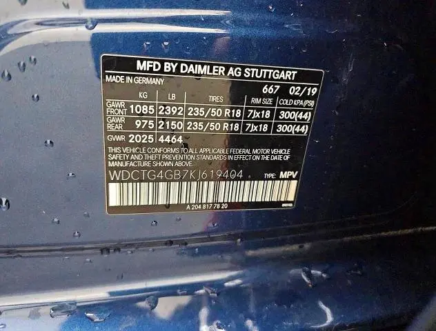 2019 MERCEDES-BENZ GLA 250 4MATIC  