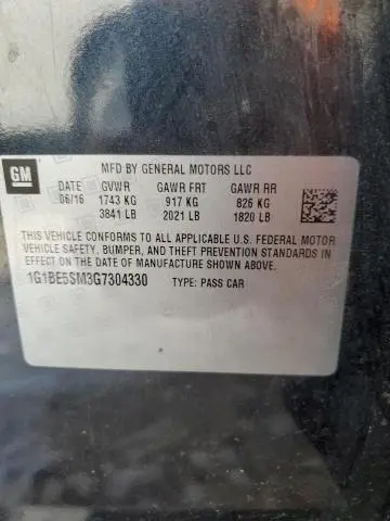 2016 CHEVROLET CRUZE LT  