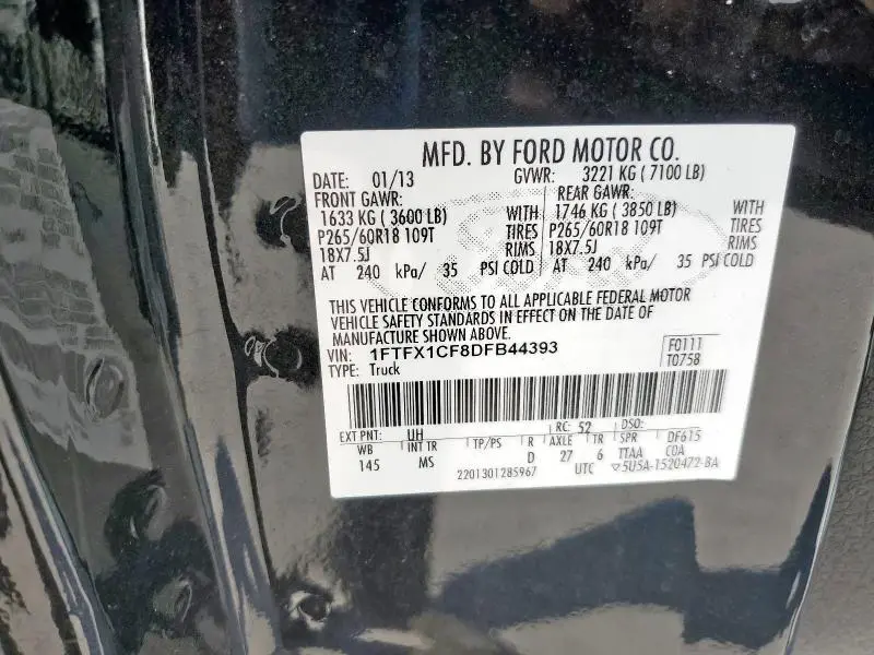 2013 FORD F150 SUPER CAB  