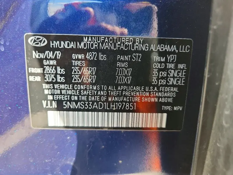 2020 HYUNDAI SANTA FE SEL  