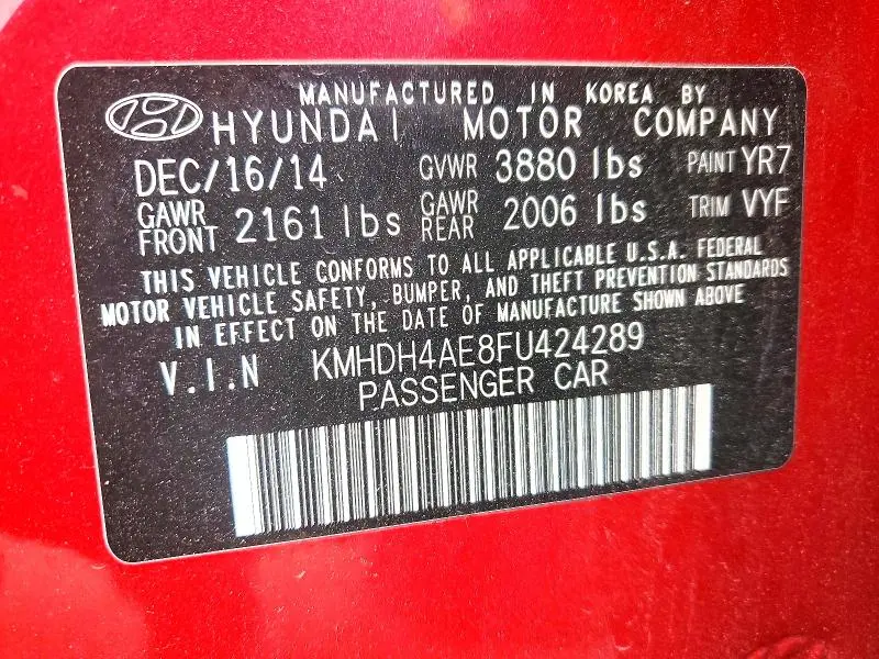 2015 HYUNDAI ELANTRA SE  