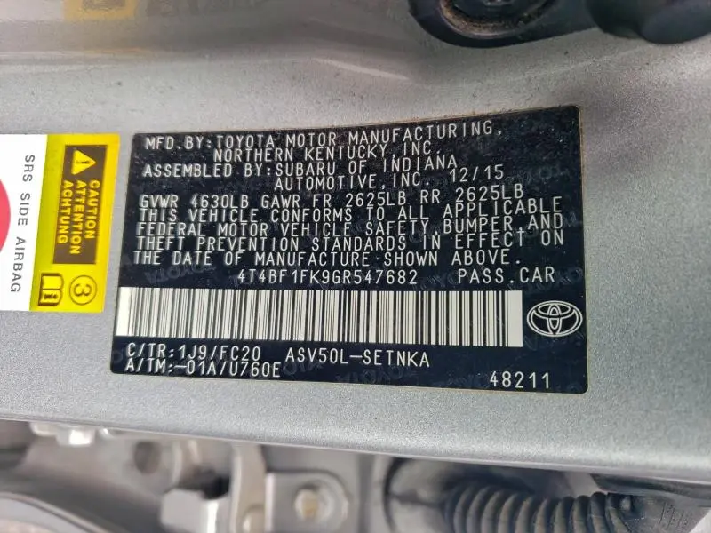 2016 TOYOTA CAMRY LE  