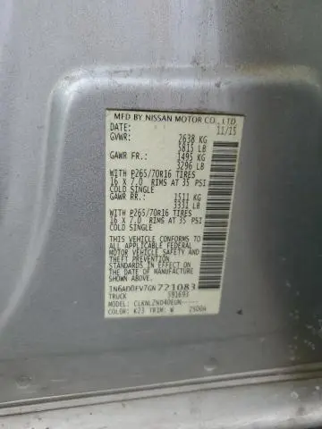 2016 NISSAN FRONTIER S