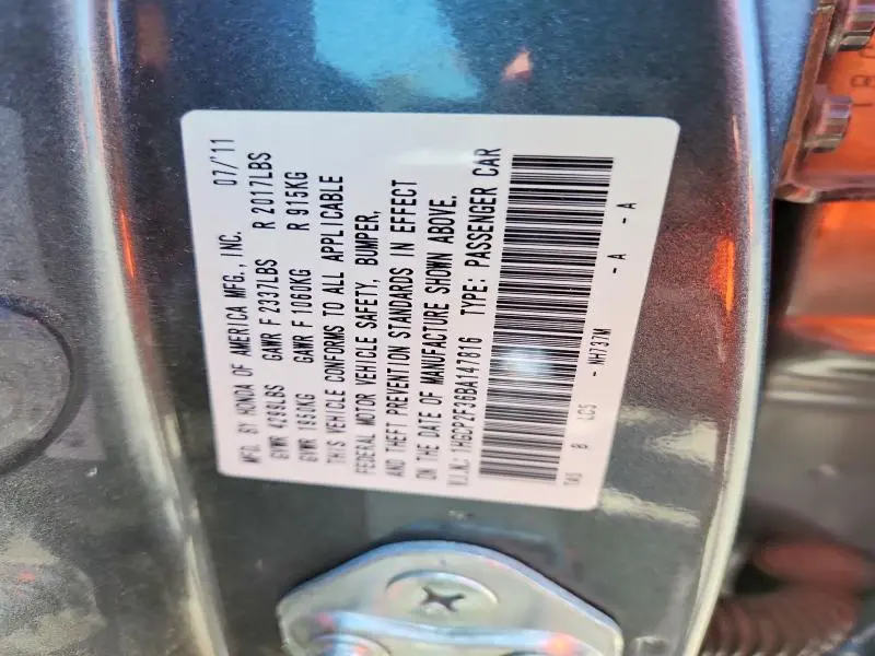 2011 HONDA ACCORD LX  