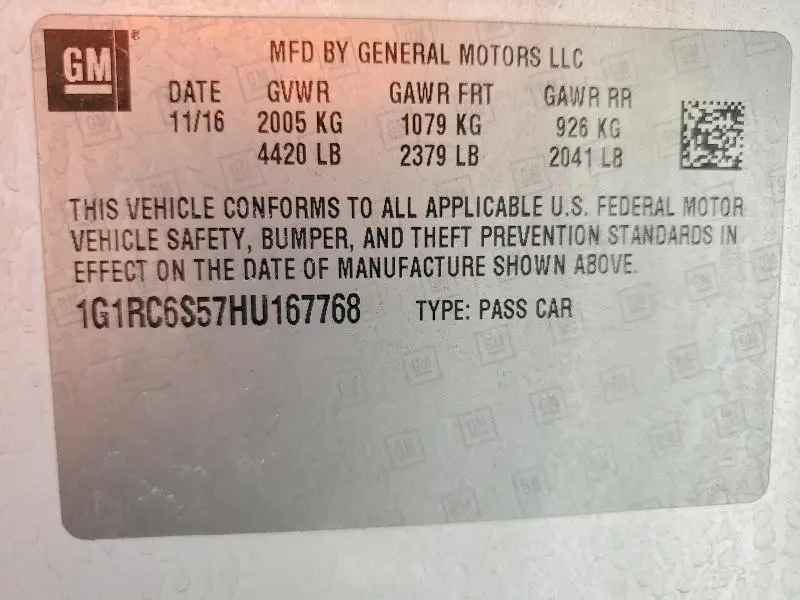 2017 CHEVROLET VOLT LT  