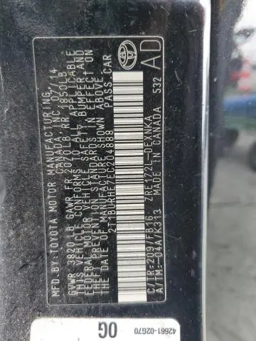 2014 TOYOTA COROLLA L  