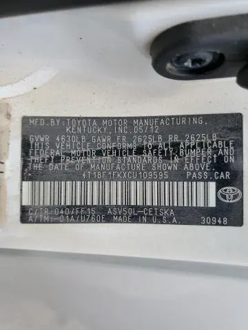 2012 TOYOTA CAMRY BASE  