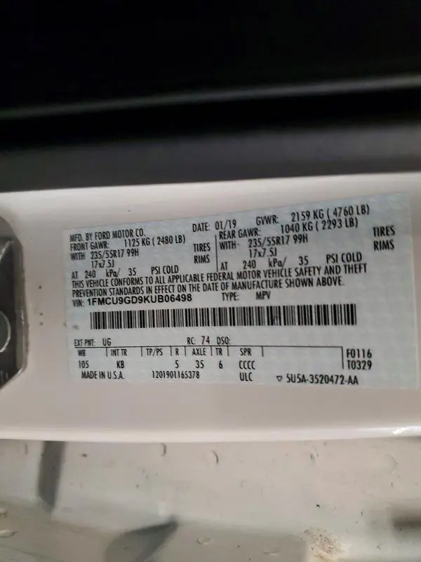 2019 FORD ESCAPE SE  